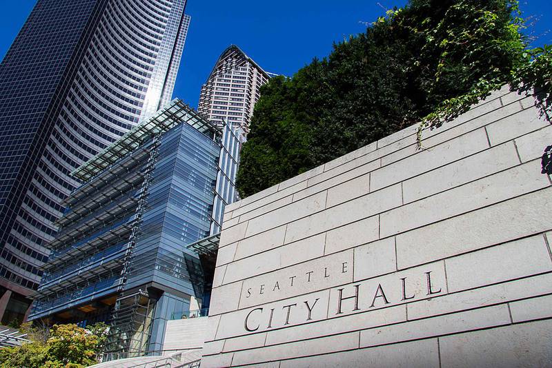 Seattle City Hall ahead of upcoming city council elections