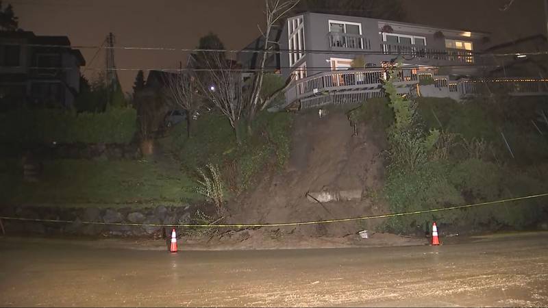 A landslide in Seattle's Leschi neighborhood came down on Lakeside Avenue near East Alder Street.