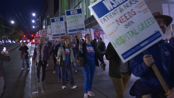 Virginia Mason nurses picketing over staffing, workplace violence after nurse stabbed in face