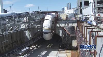 Bertha will move slowly as it starts drilling beneath the viaduct